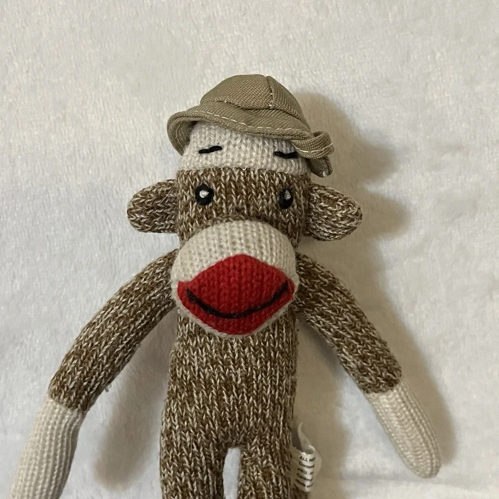 SOCK MONKEY Plush Small Stuffed Animal Toy w/ Safari Hat Cardinal Ind. 7.5